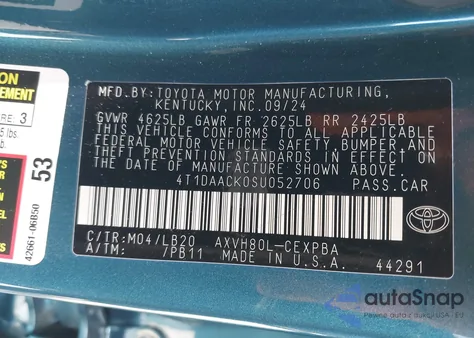 2025 Toyota Camry Xse from USA, damaged, VIN 4T1DAACK0SU052706